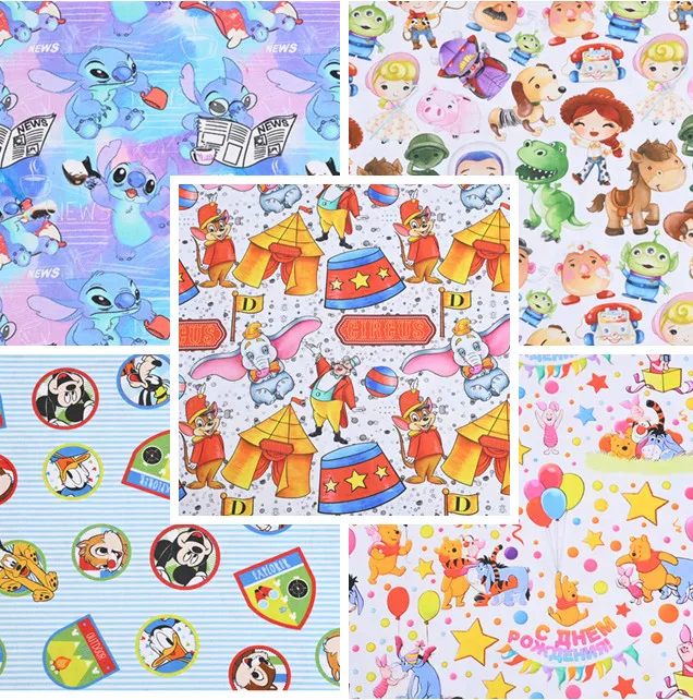 Ширина 110 см диснеевские ранцы Дамбо Винни-Пух материал хлопчатобумажной ткани