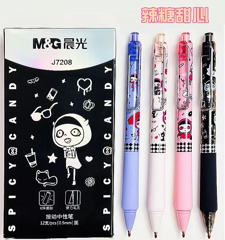 

Morninglight SPICY CANDY Series Limited Quick Dry Push Cartoon Neutral Pen Black 0.5mm High Quality Student Writing Exam