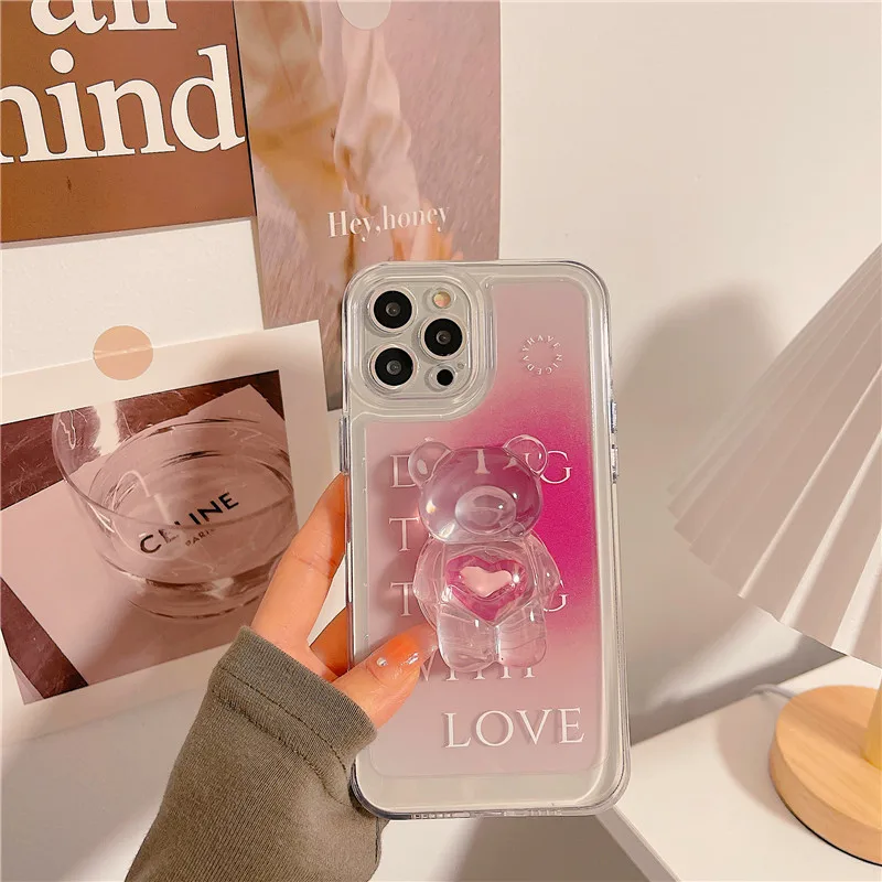 Чехол-подставка с градиентным медведем для iphone 11 Противоударные Защитные чехлы 13