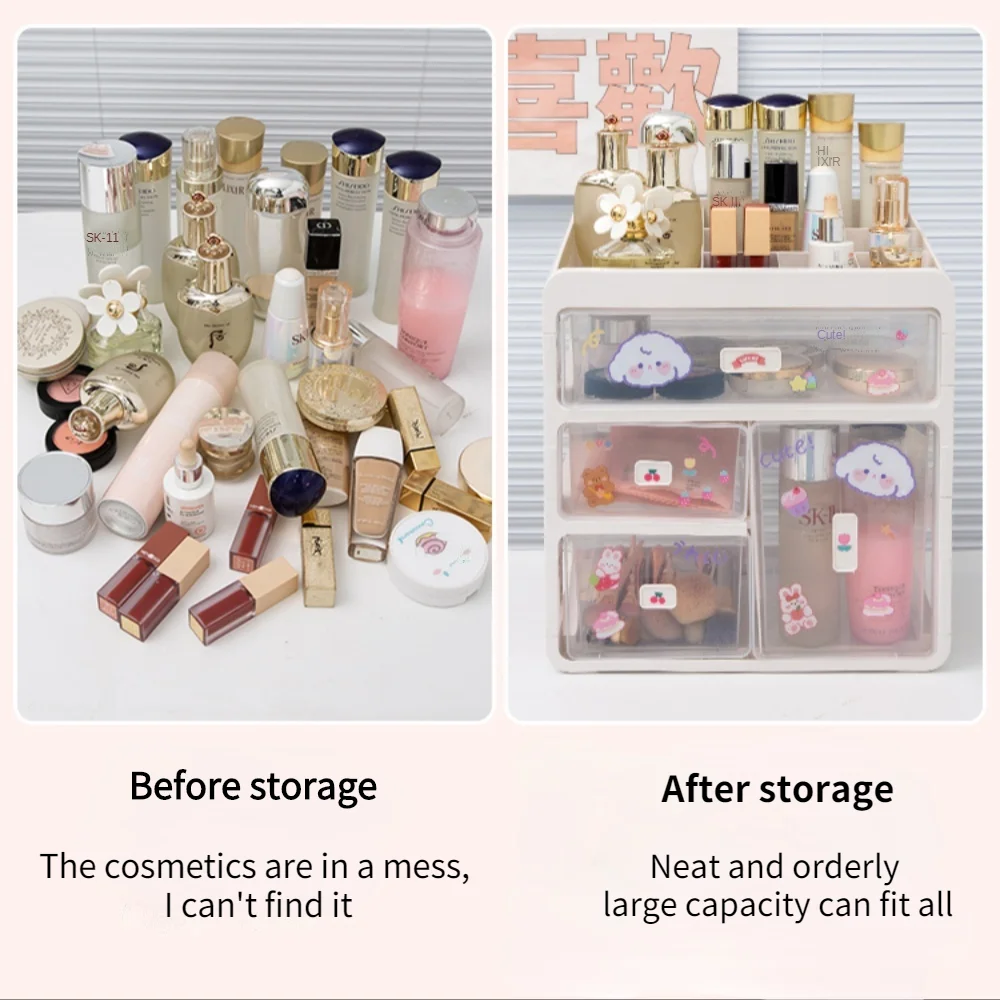 Ящик для хранения косметики настольная коробка органайзеры макияжа пластиковая