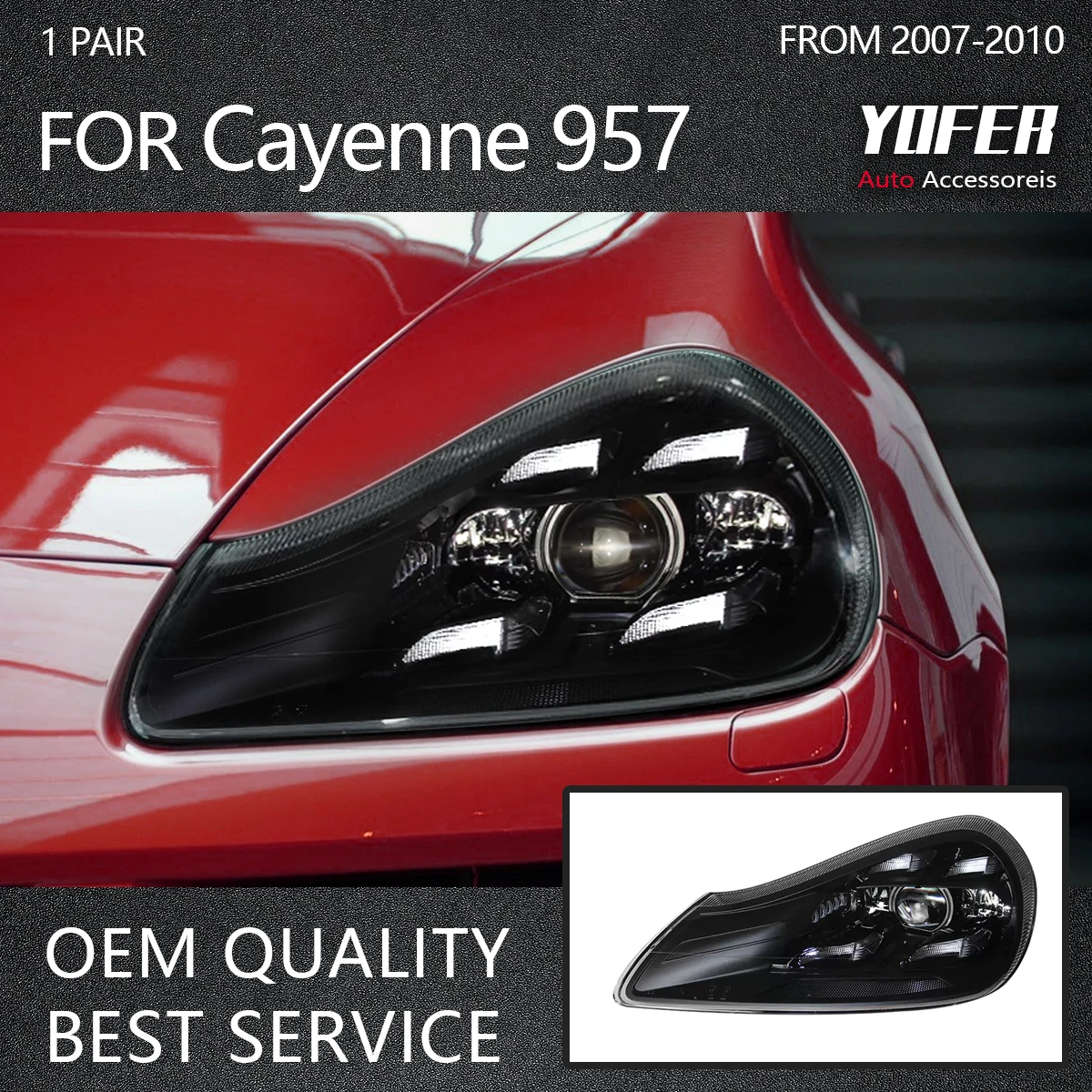 Автомобильные фары дневного света передние для Porsche Cayenne 957 2007-2010 обновленные