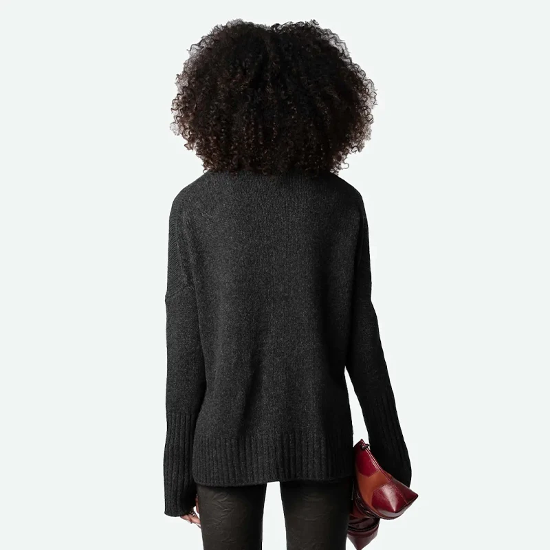 Zadig женские черные свитера свободный кашемировый вязаный Топ женский зимний