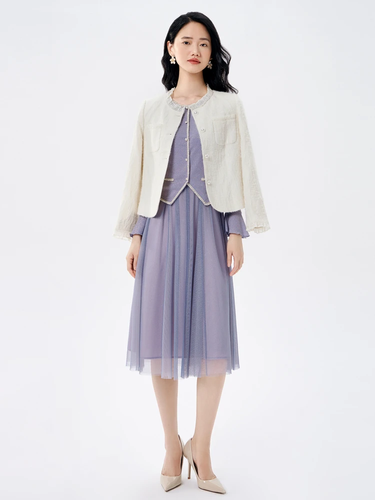 Русалка Ji Buoubuou2025 Весеннее новое элегантное искусственное платье из двух