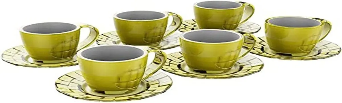 

Kit Cups 80ml with Saucer, Turquoise Transparent Blue, 6 units,