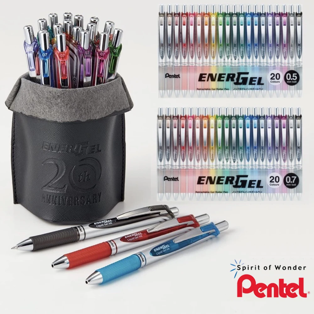 Japan Pentel Gel Pen Set 20 Colors BLN75Z Smooth and Quick Dry 0.5mm Syringe Tip Anniversary Edition Back To School  Stationary
