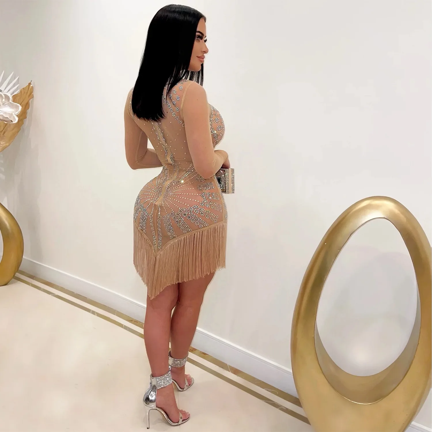 Женское платье роскошные сетки горячее сверло вечернее сексуальная перспектива