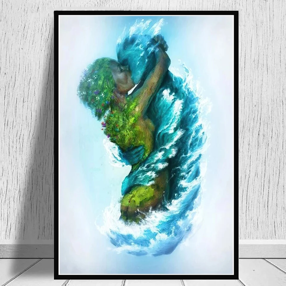 

Sea And Land Couple Kiss 5D Diamond Embroidery DIY Diamond Painting Rhinestones Art Abstract Surrealism Home Decorative Picture