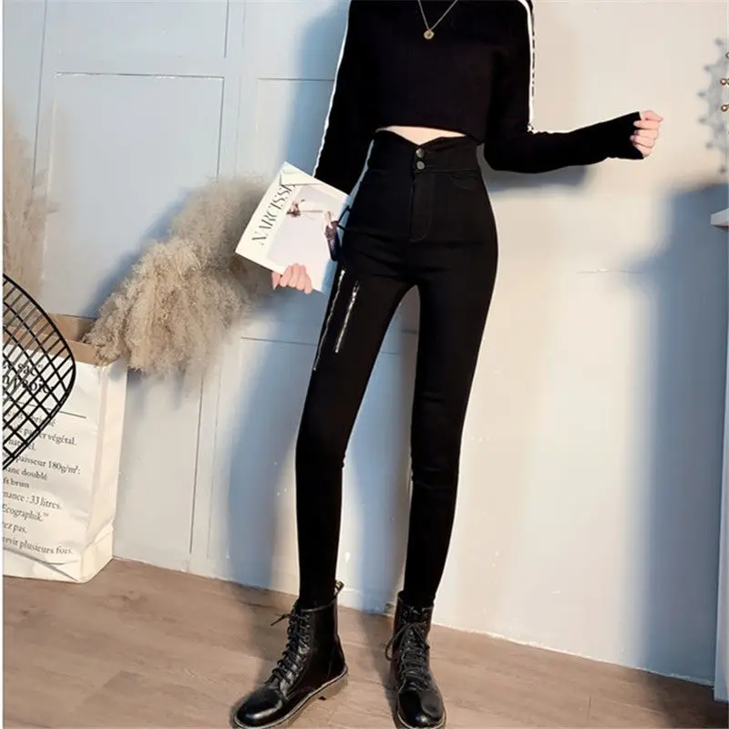 

2022 Spring Autumn Women New High Waist Slim Casual Leggings Female Black Skinny Feet Pants Ladies Stretch Pencil Pants E297
