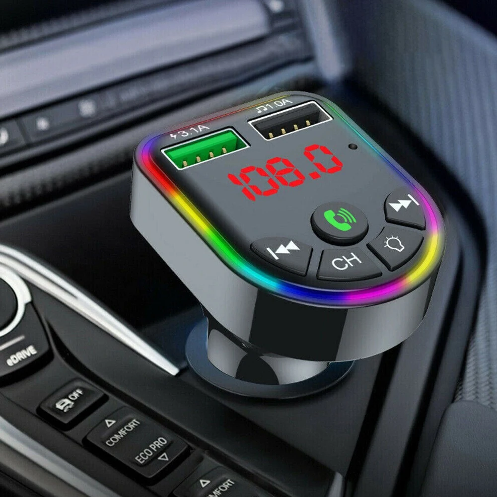 

Автомобильный Bluetooth аудио mp3-плеер, FM-передатчик, беспроводной музыкальный приемник громкой связи с двумя USB-портами, быстрая зарядка, автомобильная электроника