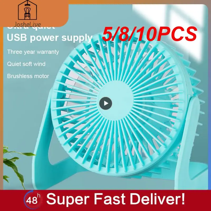 

5/8/10PCS Mini Adjustable Desktop Fan Strong Airflow Usb Charging Snowflake Fans Quiet Operation 360 Degree Rotating Summer