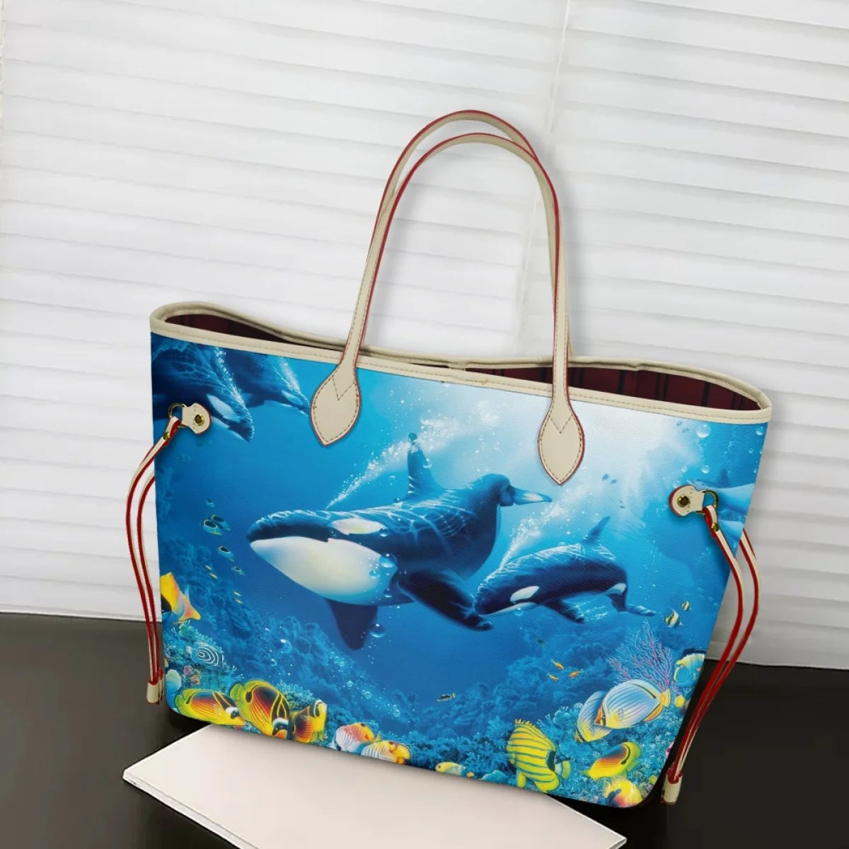 

Ocean Deep-sea Whale Clutches Fashion Durable Water Proof Handle Bag High Quality Cute Cartoon Animals Printed جديد في حقيبة يد