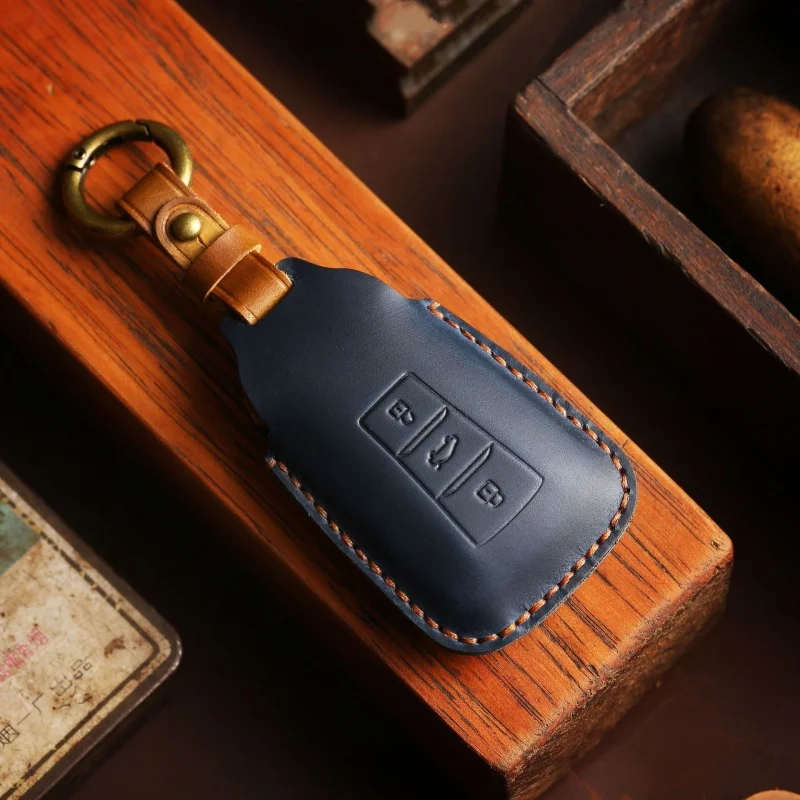 

For New Leather Car Key Case Cover Fob Protector for Dongfeng Aeolus Smart Auto Accessories Keychain Holder Keyring Shell Bag