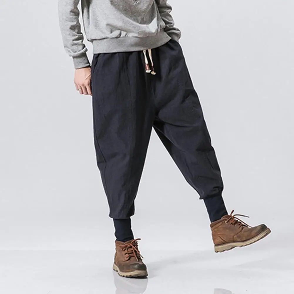 

Брюки мужские однотонные с глубоким шаговым швом, шикарные повседневные тонкие джоггеры, ветрозащитные штаны, весна-осень