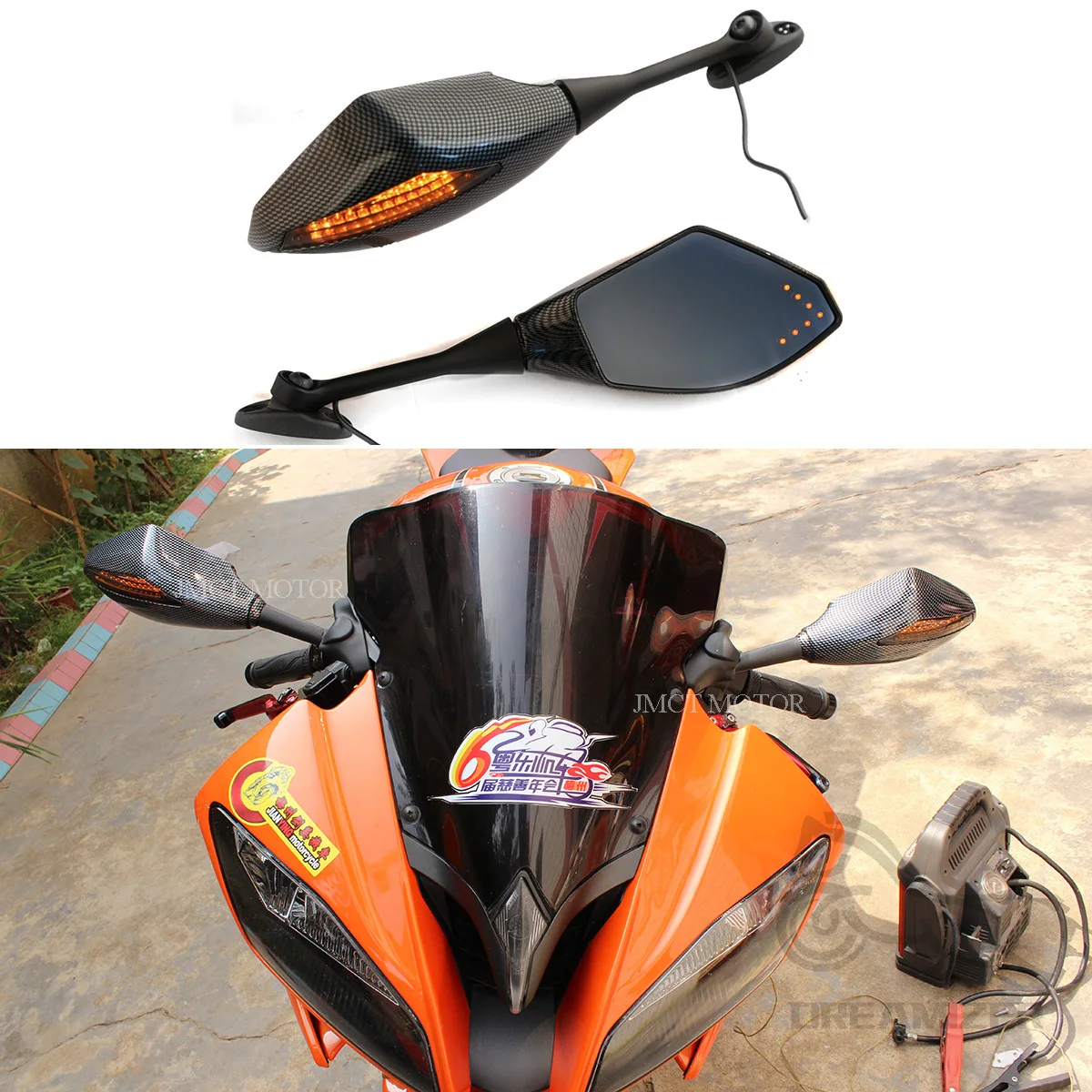 

2PCS Hot Motorcycle LED With Turn Signal Integrated Indicator Lights Rearview Mirrors FOR Honda CBR600RR CBR1000RR 2004-2008