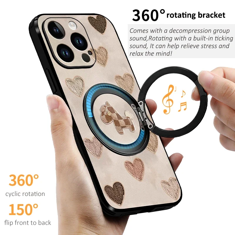 Фото Противоударный чехол-подставка для телефона iPhone 17 16 Pro Max 13 12 11 Pro XR XS Max, чехол на палец, кольцо, любовь, сердце, лошадь, funda carcasa, новинка №3