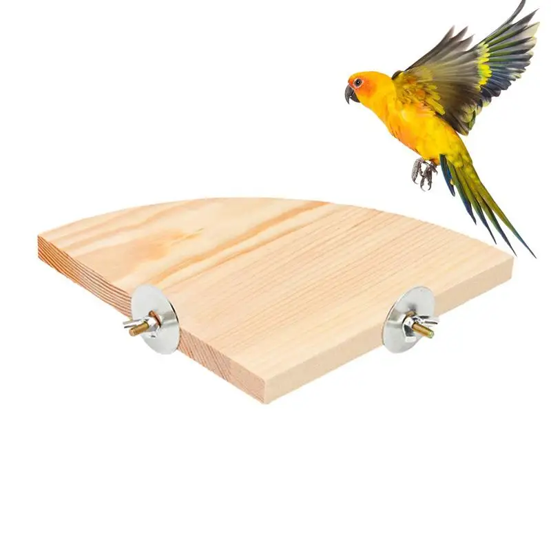 

Wood Springboard Fan-shaped Parrot Perch Stand Exercise Cage Accessories Stand Perch Shelf For Hedgehog Budgie Cockatiel