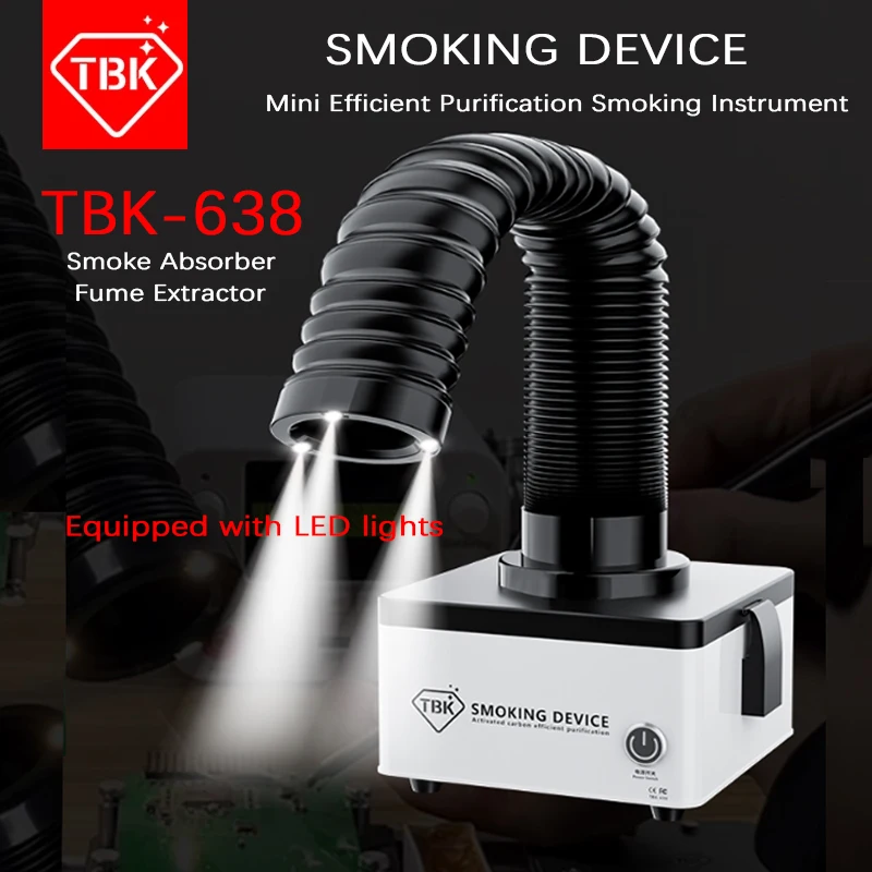 

TBK-638Mini Efficient Purification Smoking Instrument Soldering Cleaner Fume Extractor Air Cleaner With LED Light BGA PCB Repair