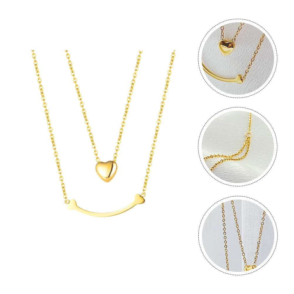 

Necklace Heart Pendant Neck Womenlayered Valentine San Goldmulti Chain Woman Love Clavicle Creative Gift
