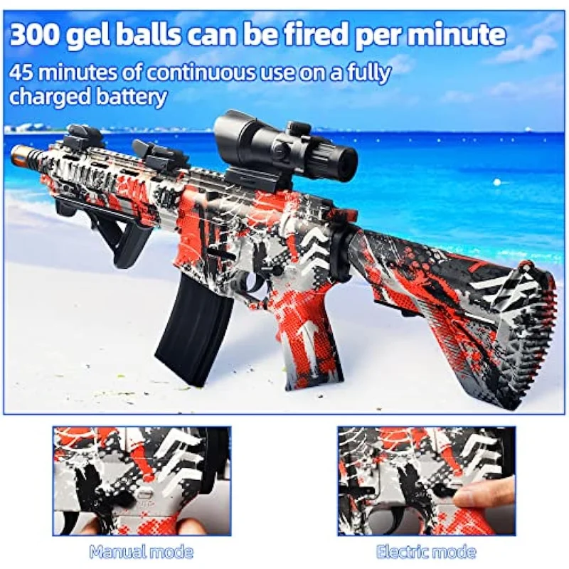 Игрушечный пистолет-бластер M416 с 30000 водяными шариками 2 режима съемки