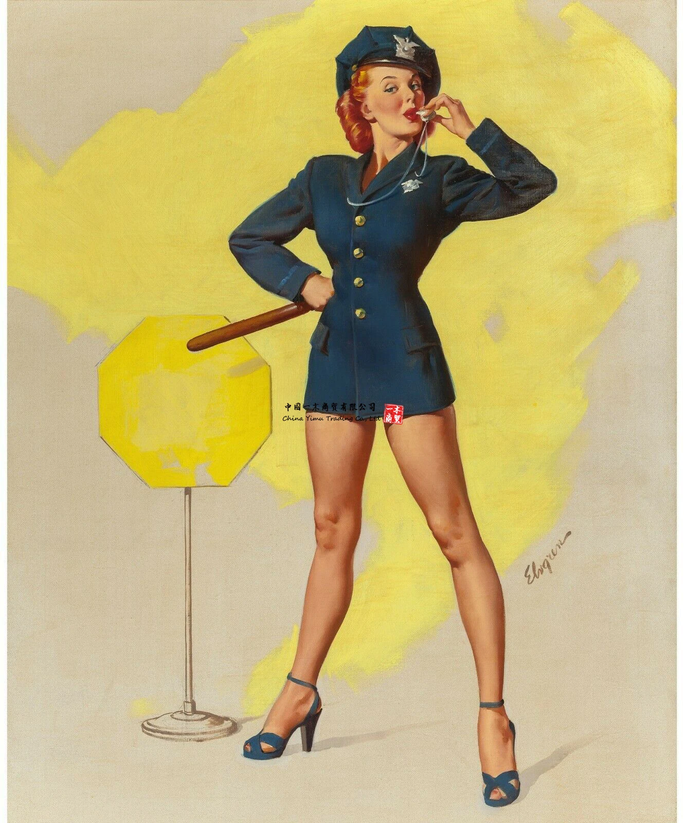 Картина Pinup Girl a Real Stopper Now I плакат на холсте искусство фильм автомобиль игровая