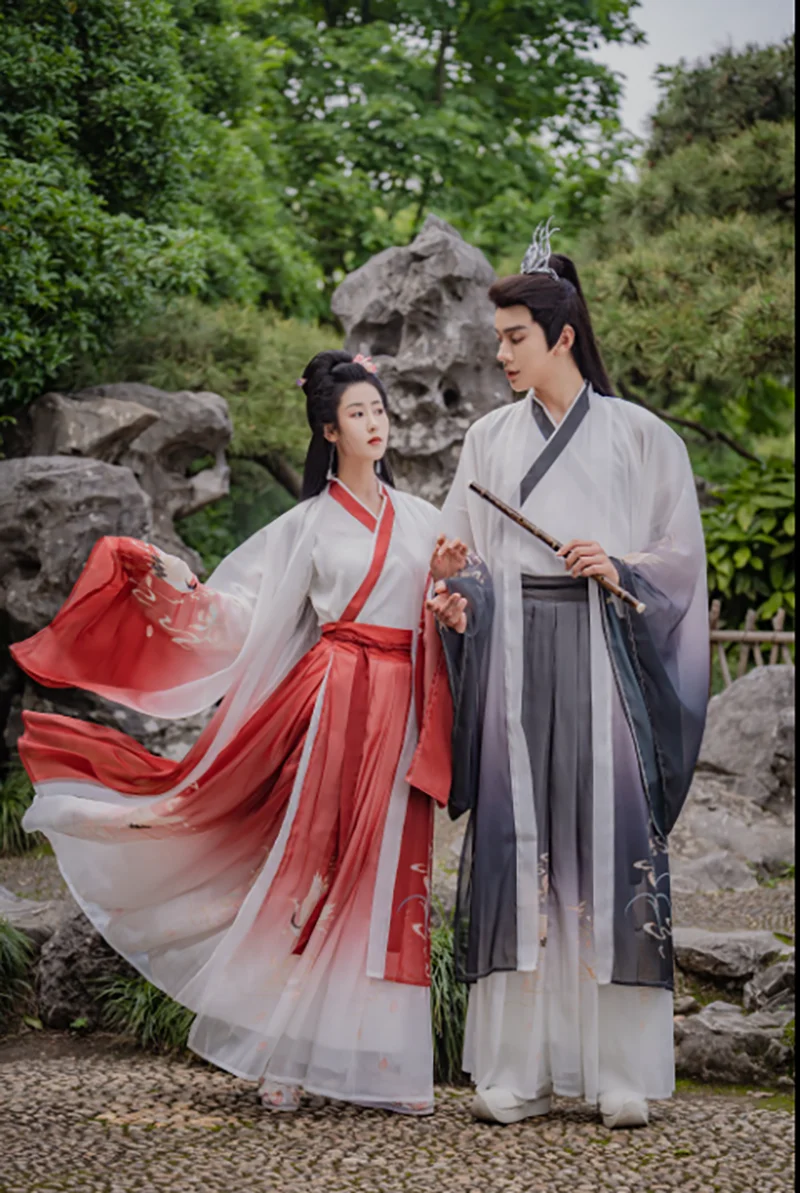 

Hanfu Men Women Ancient Chinese Vintage Hanfu Sets Couples Cosplay Costume Summer Red Gray Hanfu Dress For Men Women Plus Size