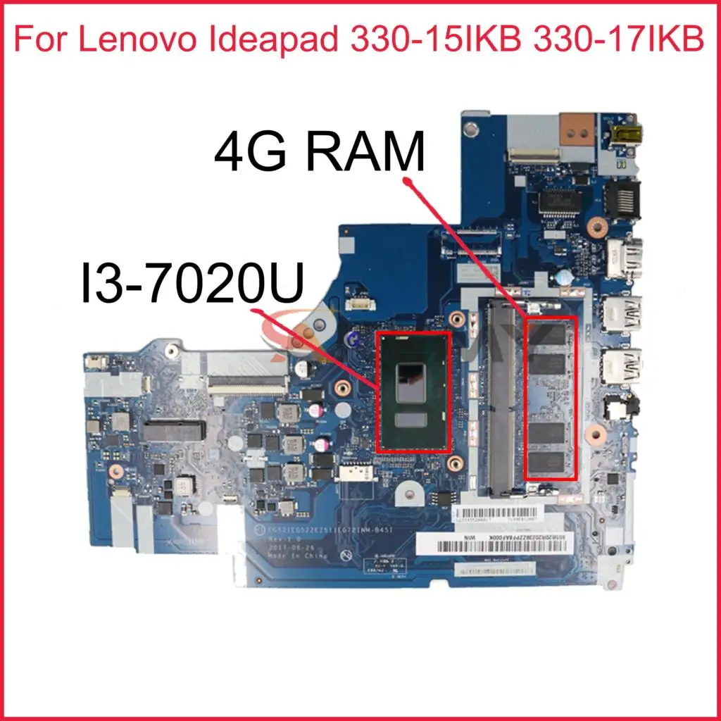 

Материнская плата для ноутбука Lenovo Ideapad 330-15IKB 330-17IKB, 10000, 4 Гб, FRU 5B20R19926 DDR4 100%, полностью протестирована