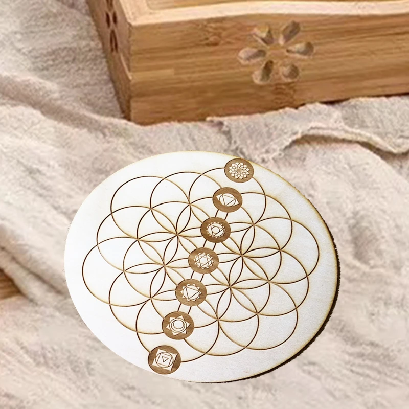 

Simple Basswood Grinding Round Placemat Home Abstract Wind Wood Cup Mat Kitchen Heat Insulation Pad Carving Pot Mats