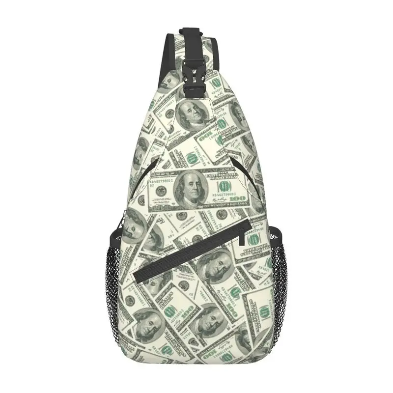 

Fashion US American Dollar Bill Sling Bag for Traveling Men Banknotes Pattern Crossbody Chest Backpack Shoulder Daypack