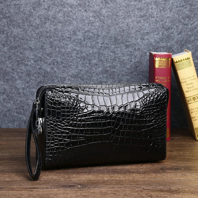 Мужская сумка из натуральной воловьей кожи с тиснением под кожу аллигатора