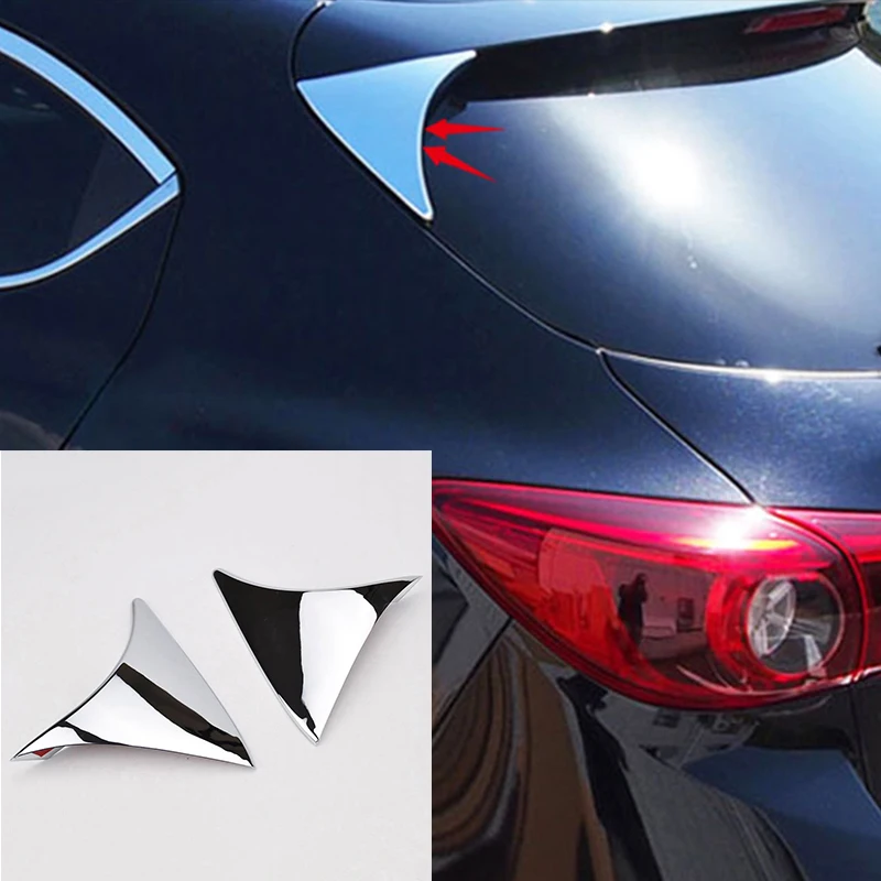 

For Mazda 3 Axela 2014-2018 Hatchback ABS Chrome Rear Window Spoiler Side Wing Cover Trim Bevel Garnish Car Styling 2pcs