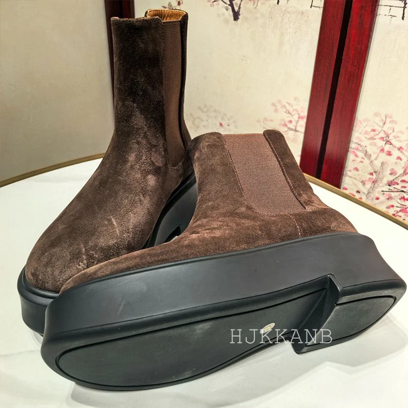 2024 женские замшевые ботинки на плоской подошве с толстой подошвой обувь
