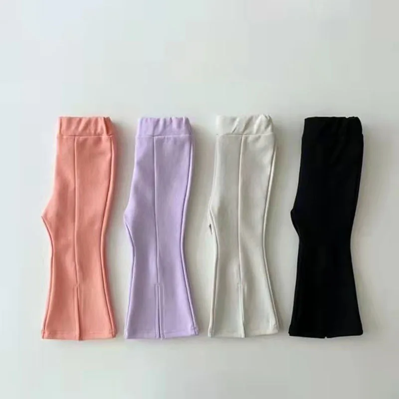 

2022 Spring New Girls Candy Color Boot Cut Pant Fashion All Match Girls Trousers Baby Girl Casual Pants Children Clothes