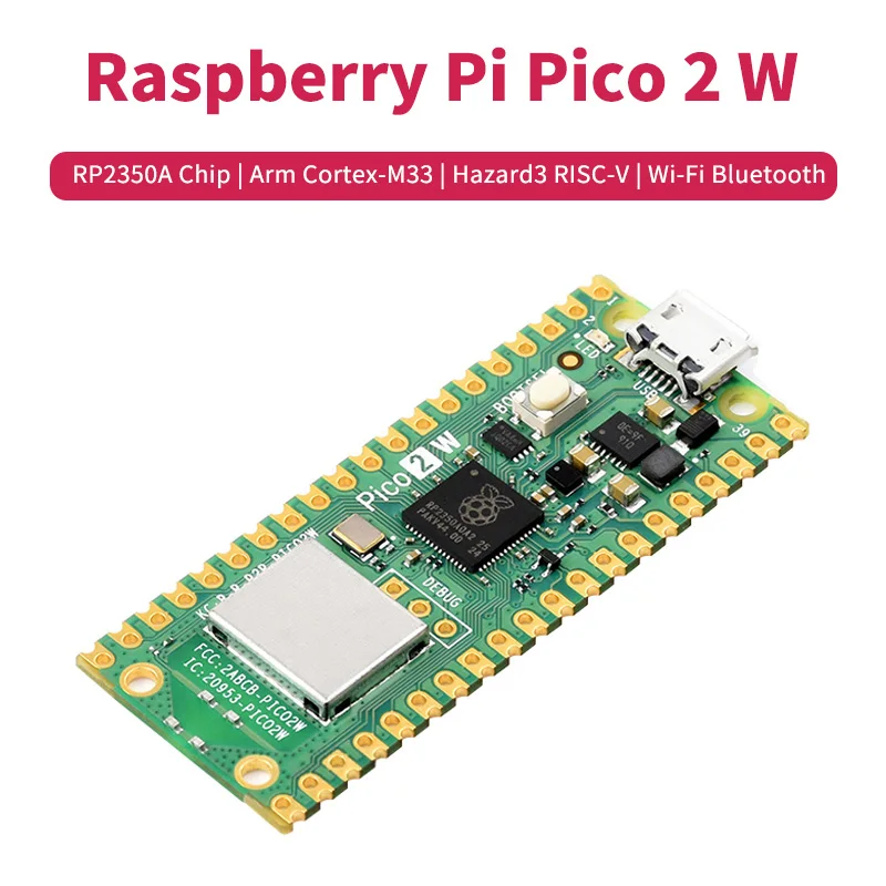 Чип микроконтроллера Raspberry Pi Pico 2 Вт RP2350 двухъядерный кронштейн Cortex-M33 и Hazard3 RISC-V