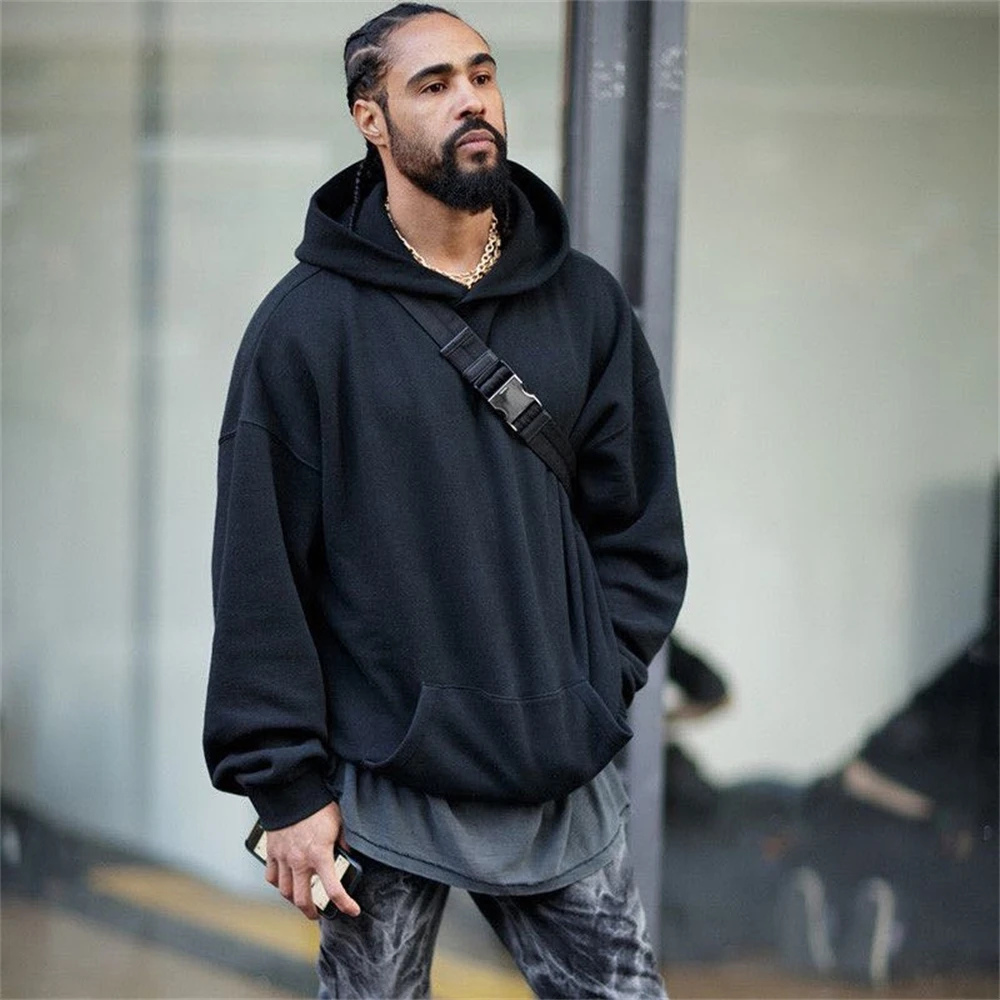 

Men Solid Hoodies Kanye West Loose Oversized Hoodie Women Streetwear Sweatshirt Hoody Winter Coat Clothing Vintage Pullover