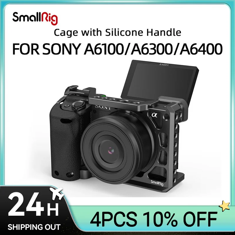 Клетка SmallRig для цифровой зеркальной камеры Sony A6400 с силиконовой фотовспышкой и холодным башмаком для камеры Sony A6100/A6300/A6400 3164