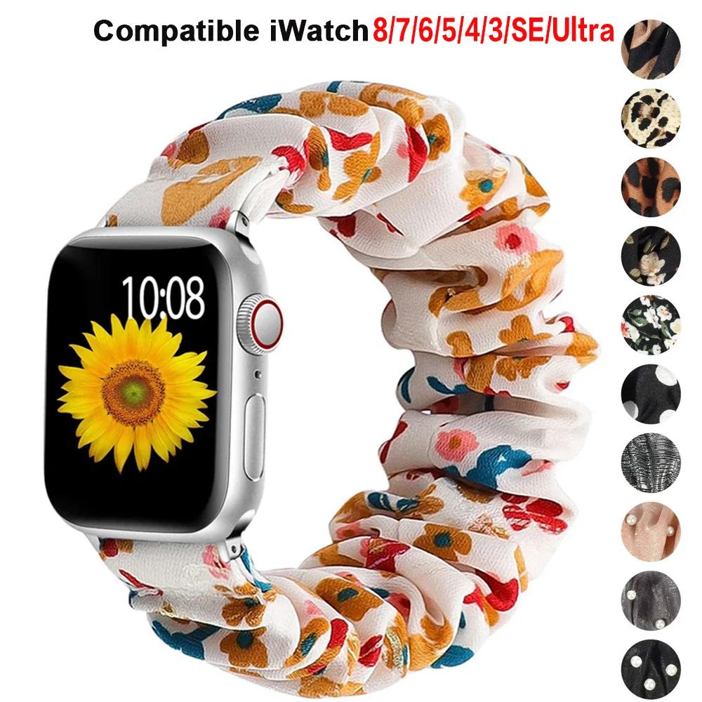 

Scrunchie Strap for Apple watch band 44mm 40mm 42mm 38mm ultra 2 49mm Nylon Solo Loop bracelet iwatch 5 4 3 SE 6 7 8 9 45mm 41mm
