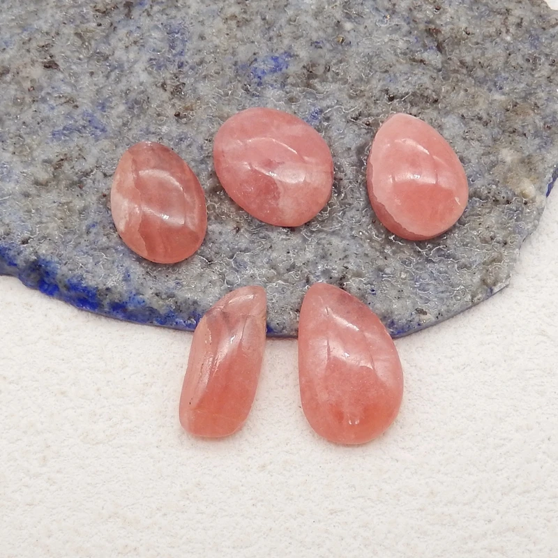 5pcs Natural Stone Cabochons Argentina Rhodochrosite Cameo Fit DIY Ring Bracelet Necklace Earrings Making Jewelry Finding