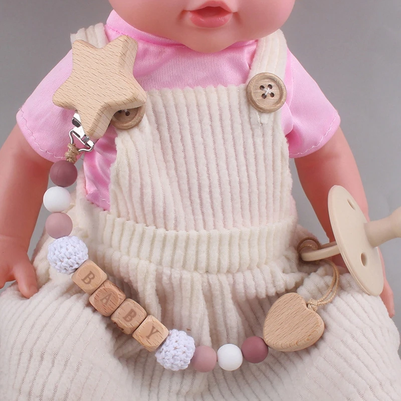 

Love Heart Baby Pacifier Clip Silicone Pacifiers Holder Chain Teething Toy