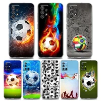 fire football soccer ball clear phone case for samsung a01 a02 a02s a11 a12 a21 s a31 a41 a32 a51 a71 a42 a52 a72 soft silicone
