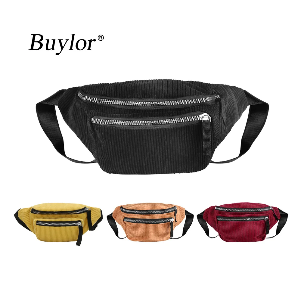 

Corduroy Belt Bags for Women Black Riñonera Fashion Fanny Pack Chest Shoulder Bags Men Design Banana Bum Bag Zipper Pouch