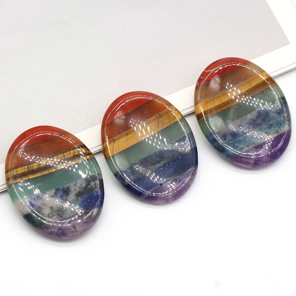 

2022 Striped Agate Egg Worry Crystal Stone Ornament Thumb Massage Healing Energy Gem Beads DIY Jewelry Making Charms