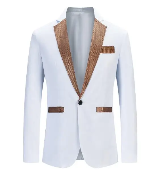 

New Style Spring Autumn Men's Gold Stitching One Buttom Cotton Blend Coat Slim Men's Suit Jacket ABD962