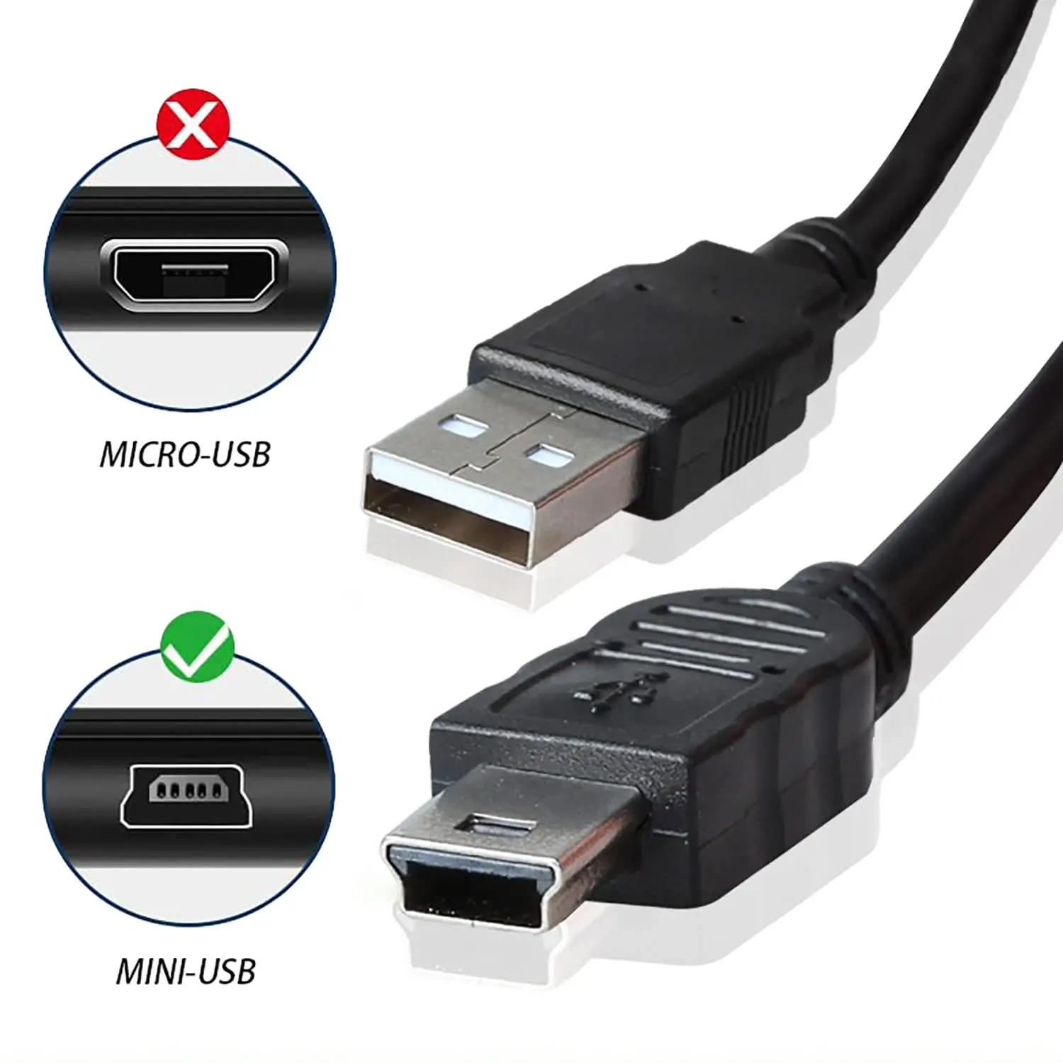 Кабель Mini USB кабель 2.0 Type A Male to B для зарядки совместимый с Hero 3+ контроллер PS3