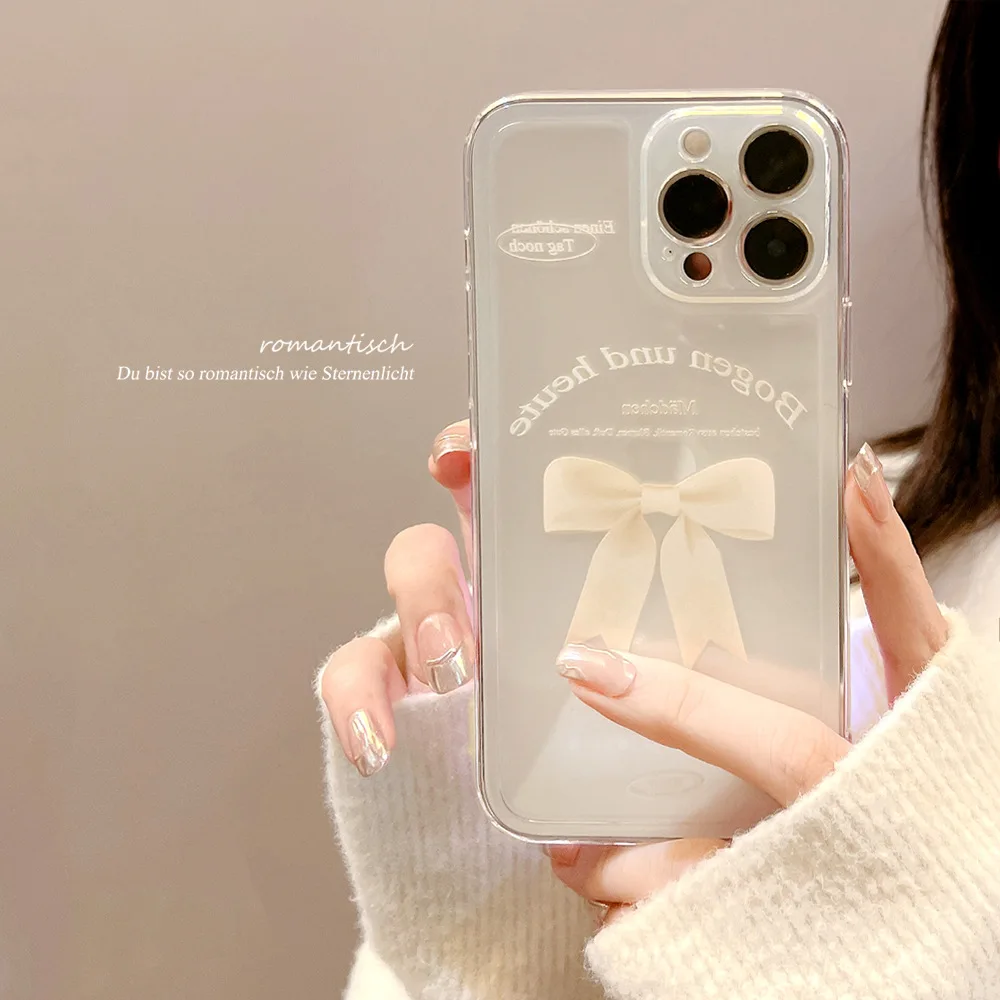 

Colored cartoon transparent silk bow Phone Case For iphone14 13 12 11 Pro Max X XR XSMAX 7 8 Plus SE TPU Case Cover new products