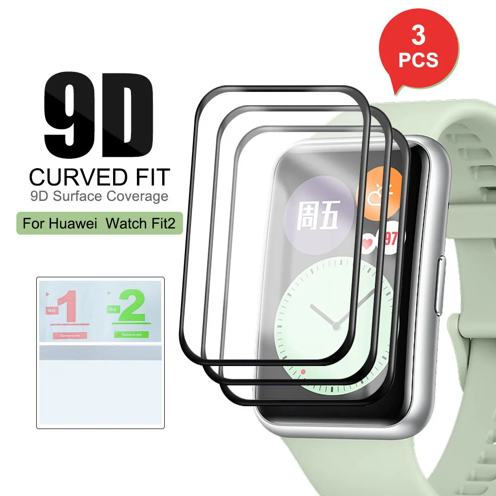 

1/2/3PC 9D Curved Screen Protector Film For Huawei Fit 2 Anti-scratch Full Screen Protective Glass For Huawei Watch Fit2