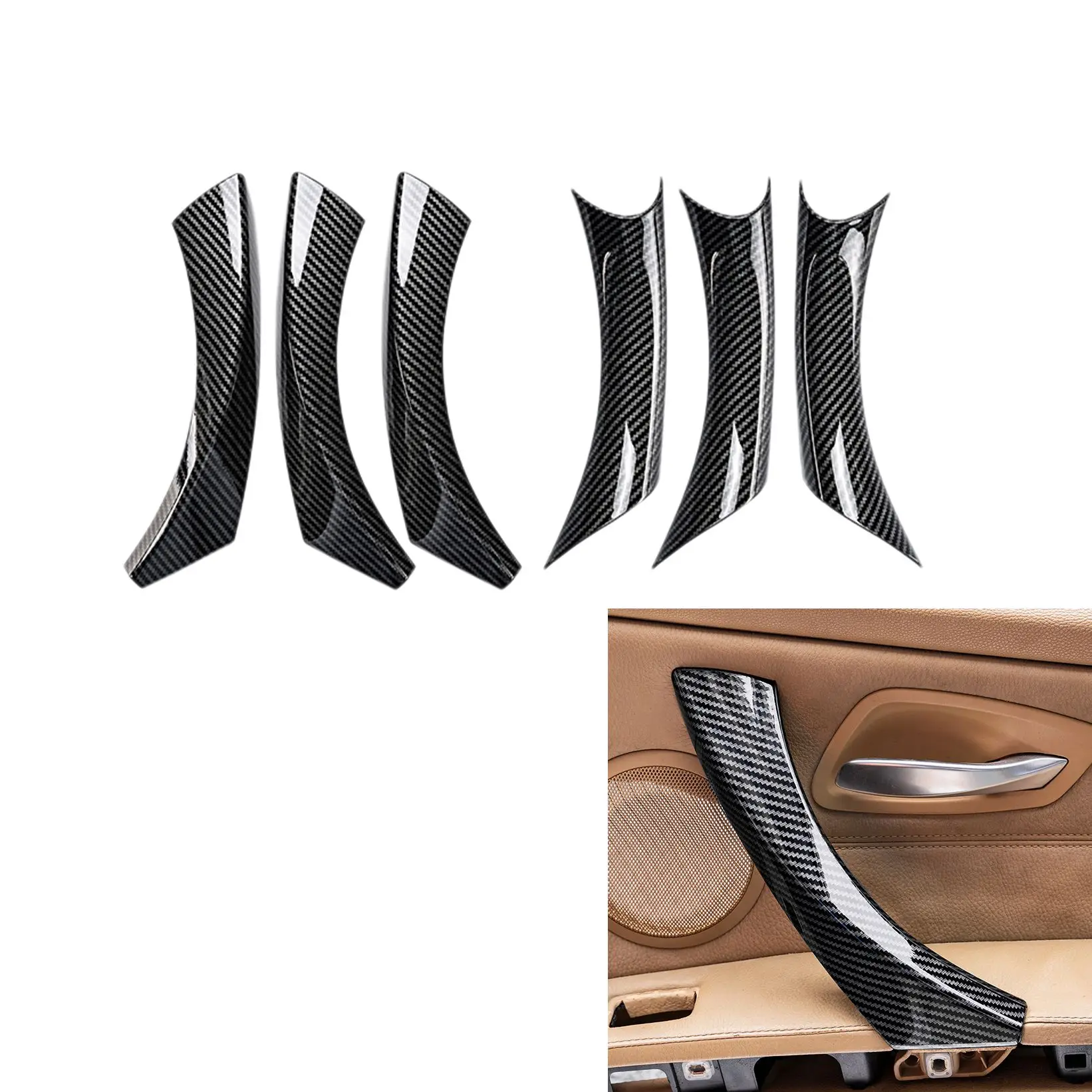 6 шт. бежевая внутренняя дверная ручка автомобиля накладка панели для 3 серии E90 E91