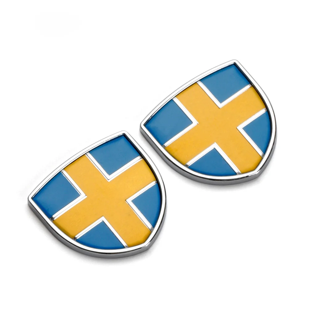 

2pcs Car Sticker Sweden Flag Metal Fender Trunk Sticker Style For Volvo Ocean V40 V60 V90 XC60 XC90 S60 S90 T6 Accessories