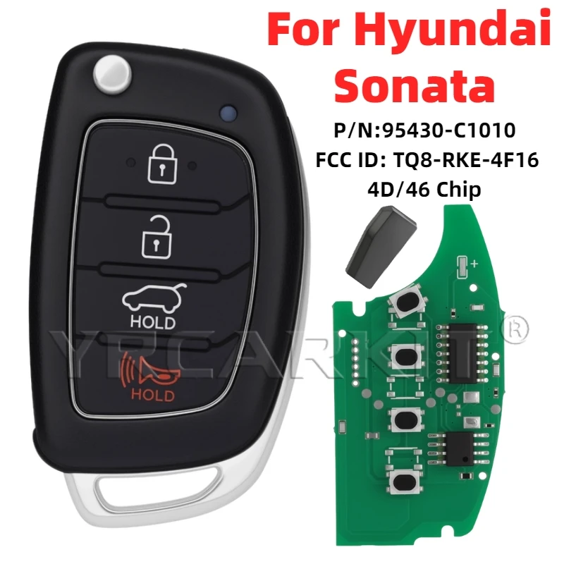 

Для Hyundai Sonata 2014 2015 2016 2017 2018 2019 флип-брелок с дистанционным управлением 433 МГц 46 4D чип 95430-C1010 FCC ID: TQ8-RKE-4F16