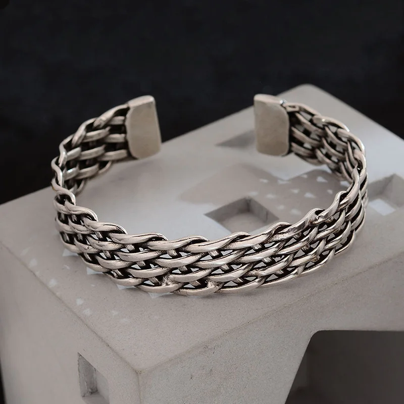 Foxanry Weave Twist геометрический широкий браслет-манжета для женщин пары этнические простые модные индивидуальные винтажные вечерние ювелирные изделия подарки (art.: 3920cd7d455f2) - 3920cd7d455f2