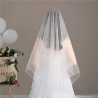 european and american simple raw veil bride korean style wedding dress veil super long plain gauze